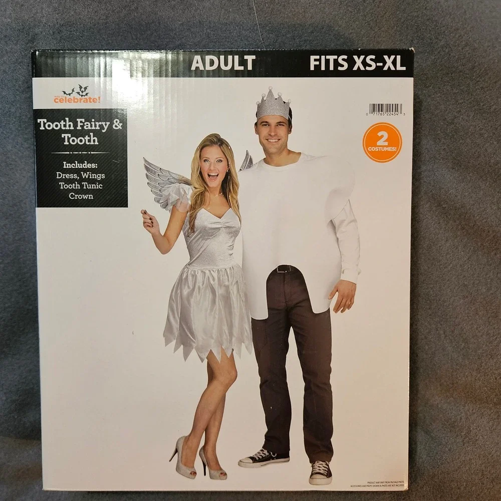 Celebrate Tooth Fairy and Tooth Adult Costume Set Fits XS XL Halloween cosplay